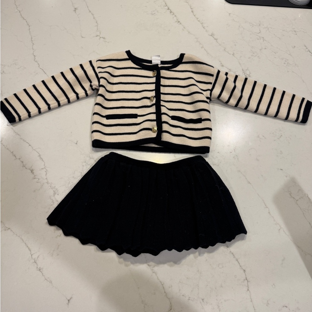 GAP Black and Cream Striped Baby Cardigan